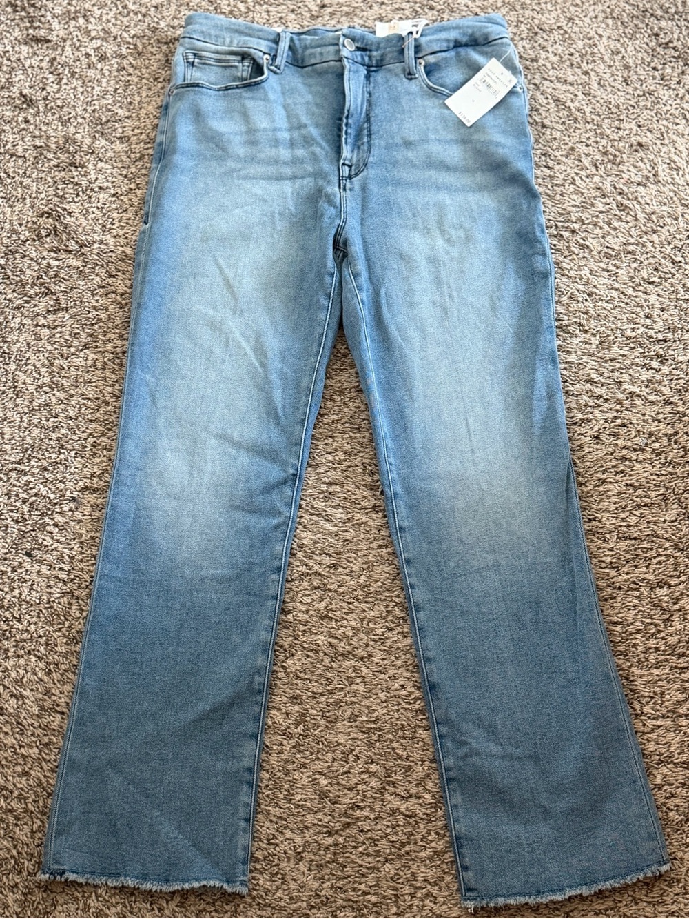 Good American Women Straight Leg Jeans Light Blue size 12/31 NWT